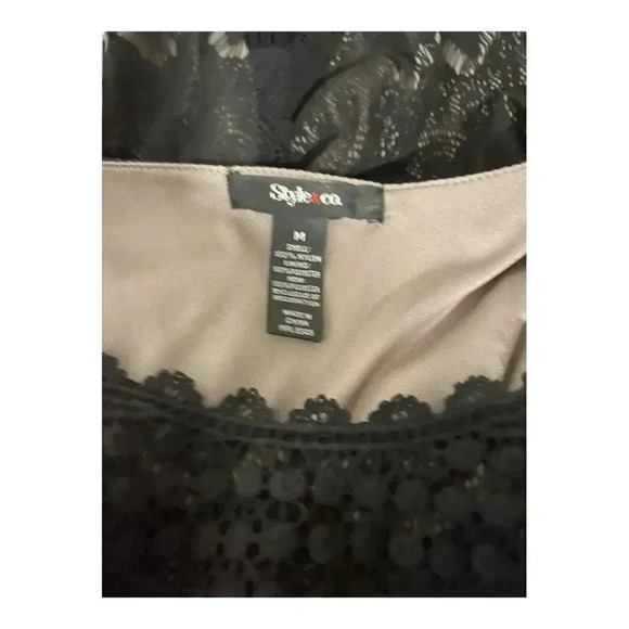 Style &‎ Co. Women’s Size Medium Black Crocheted Lace 3/4 Sleeve Dress - Picture 4 of 4